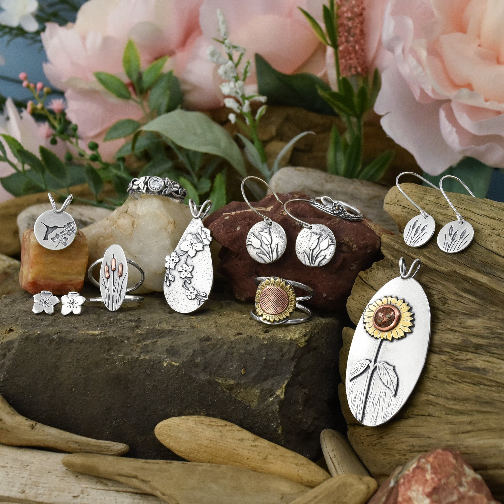 Floral & Foliage handcrafted at Beth Millner Jewelry
