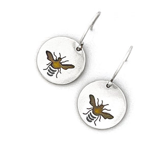 Honey Bee Earrings - Mixed Metal Pendant   7274 - handmade by Beth Millner Jewelry