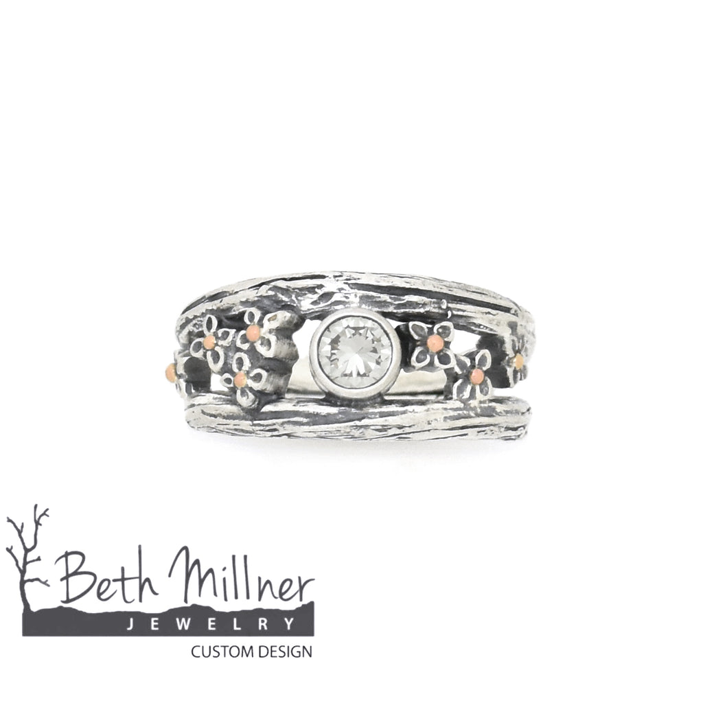 Custom Hydrangea Ring handmade by Beth Millner Jewelry