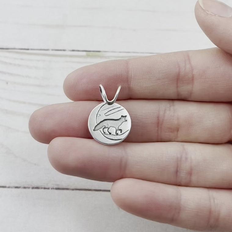 Small Silver Fox Pendant - Silver Pendant   6991 - handmade by Beth Millner Jewelry