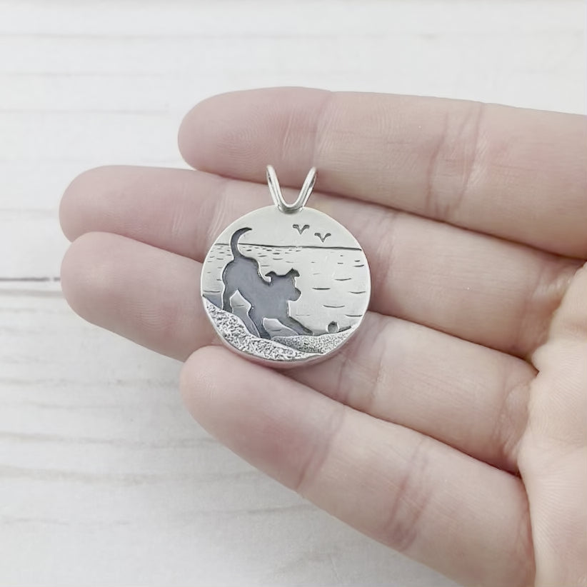 Dog Pendant - Silver Pendant   5634 - handmade by Beth Millner Jewelry