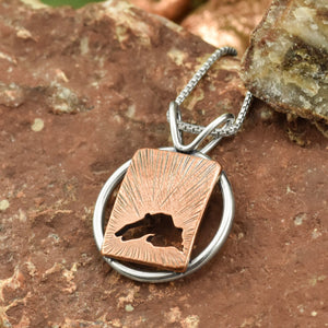 Radial Copper Lake Superior Pendant - Mixed Metal Pendant   7087 - handmade by Beth Millner Jewelry