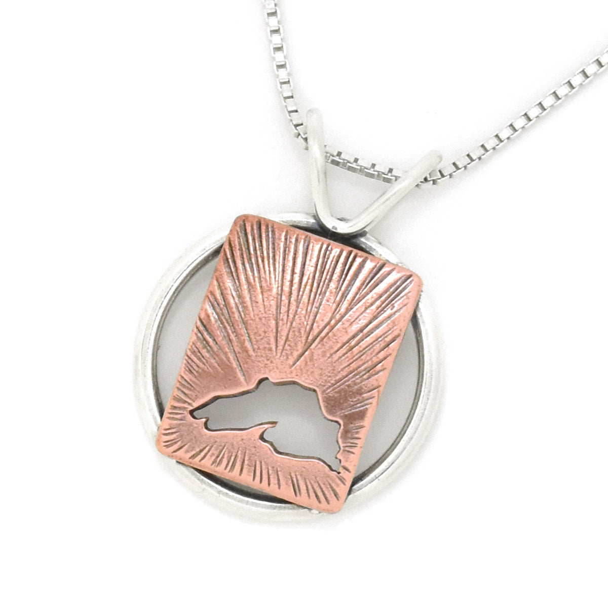 Radial Copper Lake Superior Pendant - Mixed Metal Pendant   7087 - handmade by Beth Millner Jewelry