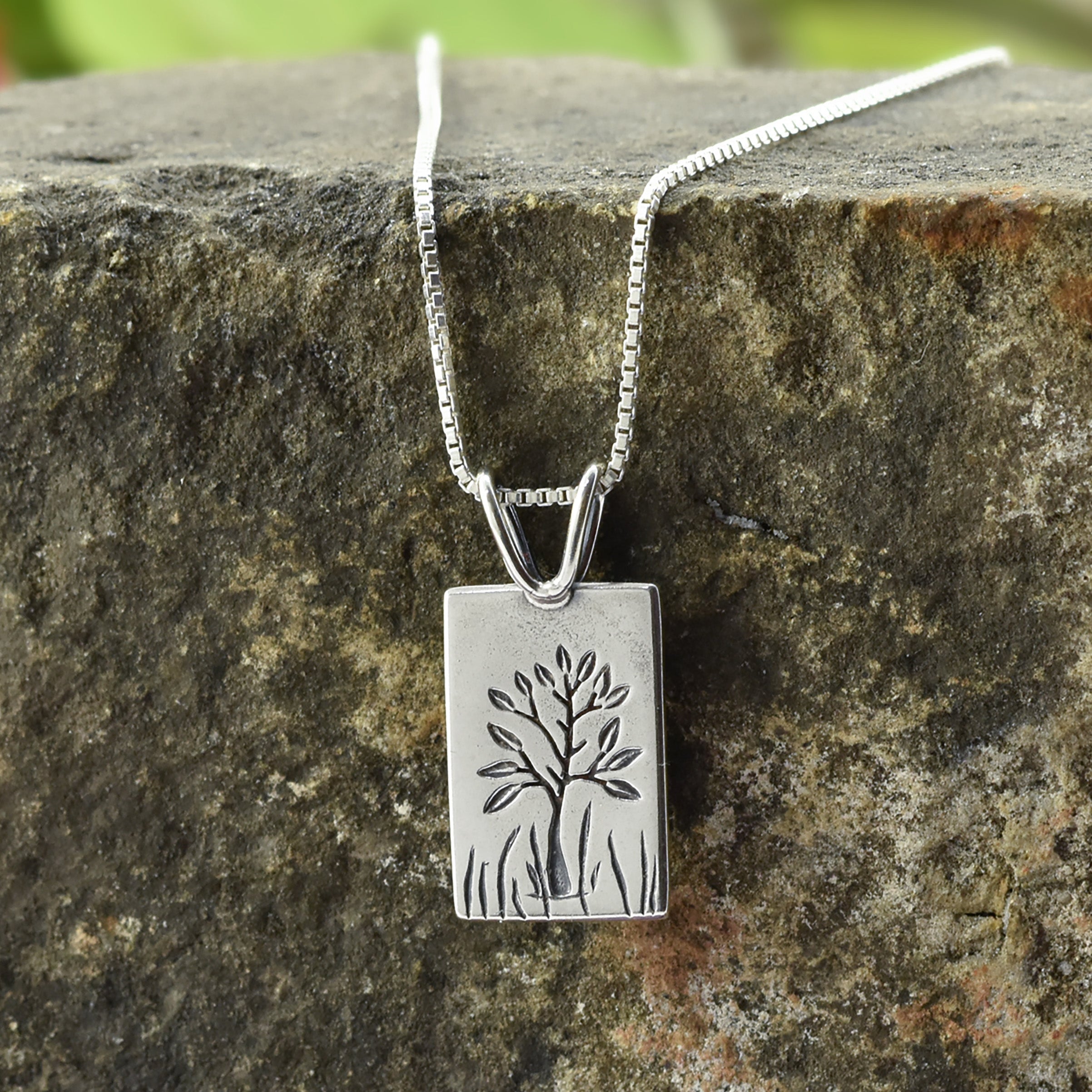 Reversible Small Solstice Tree Pendant - Silver Pendant   7097 - handmade by Beth Millner Jewelry