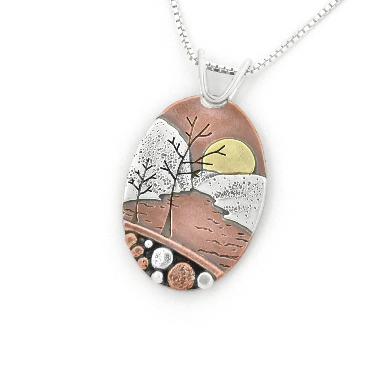 Sunset on Dead River Pendant - Mixed Metal Pendant   7103 - handmade by Beth Millner Jewelry