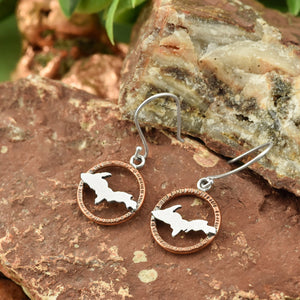 Upper Peninsula Hoop Earrings - Mixed Metal Earrings   7089 - handmade by Beth Millner Jewelry