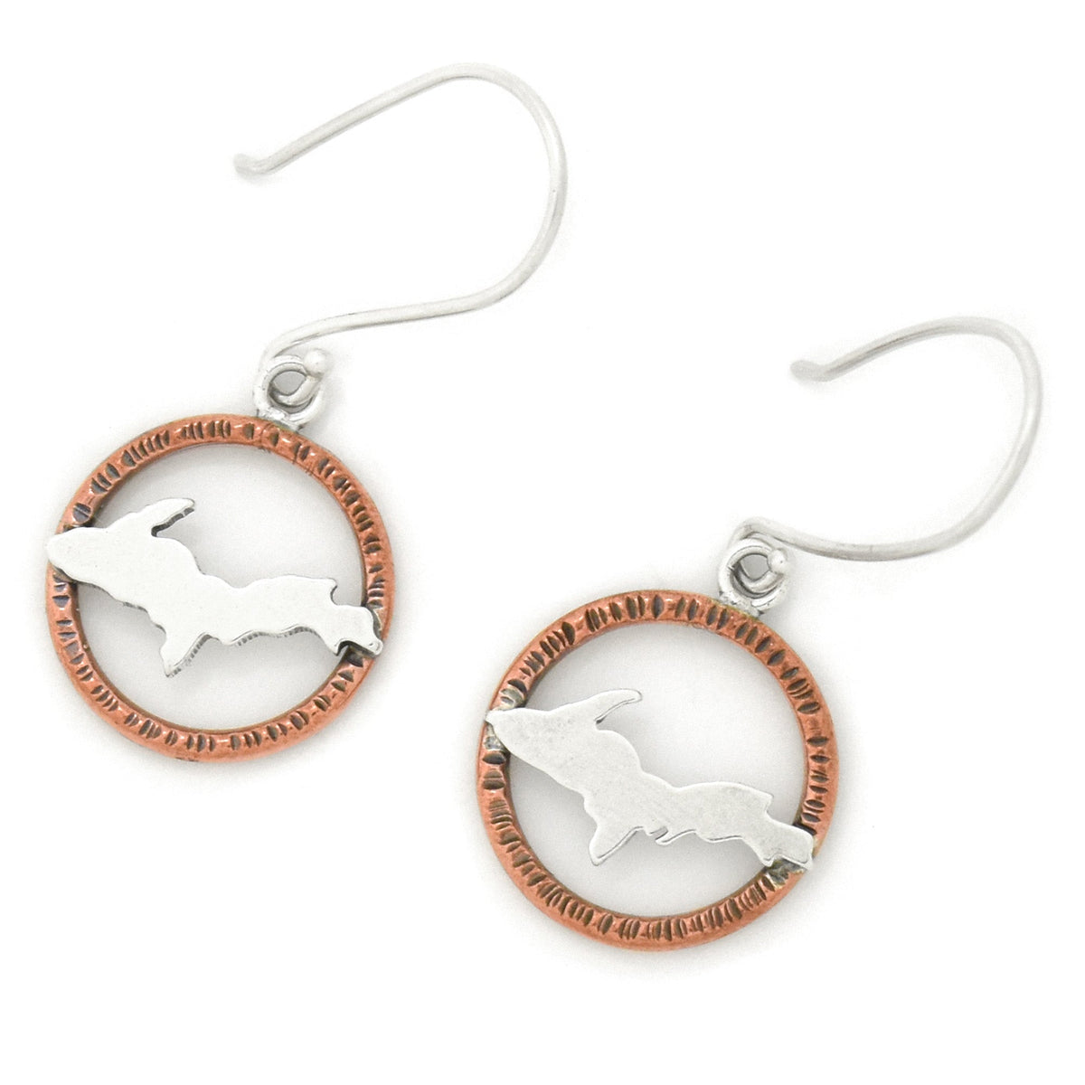 Upper Peninsula Hoop Earrings - Mixed Metal Earrings   7089 - handmade by Beth Millner Jewelry