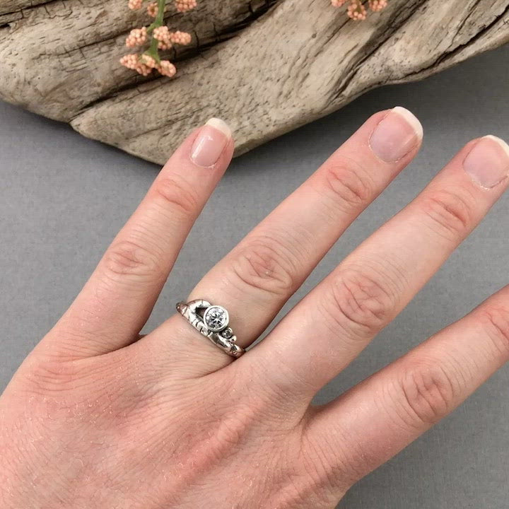 Diamond Birch Twig Ring - your choice of 5mm stone, Wedding Ring handmade by Beth Millner Jewelry