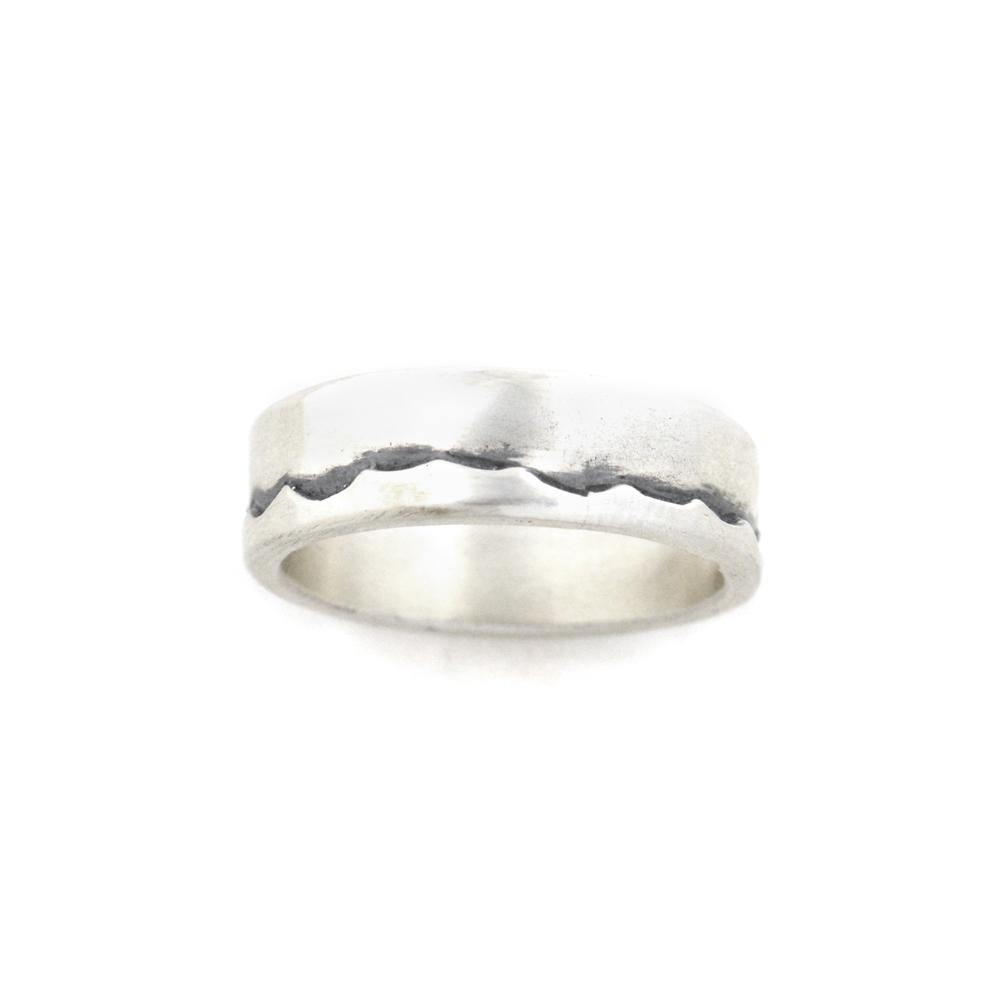 Silver Black Rocks Ring - Wedding Ring 6mm / Select Size 6mm / 4 3441 - handmade by Beth Millner Jewelry
