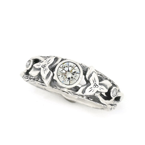 Silver Blooming Trillium Diamond Ring - your choice of 5mm stone