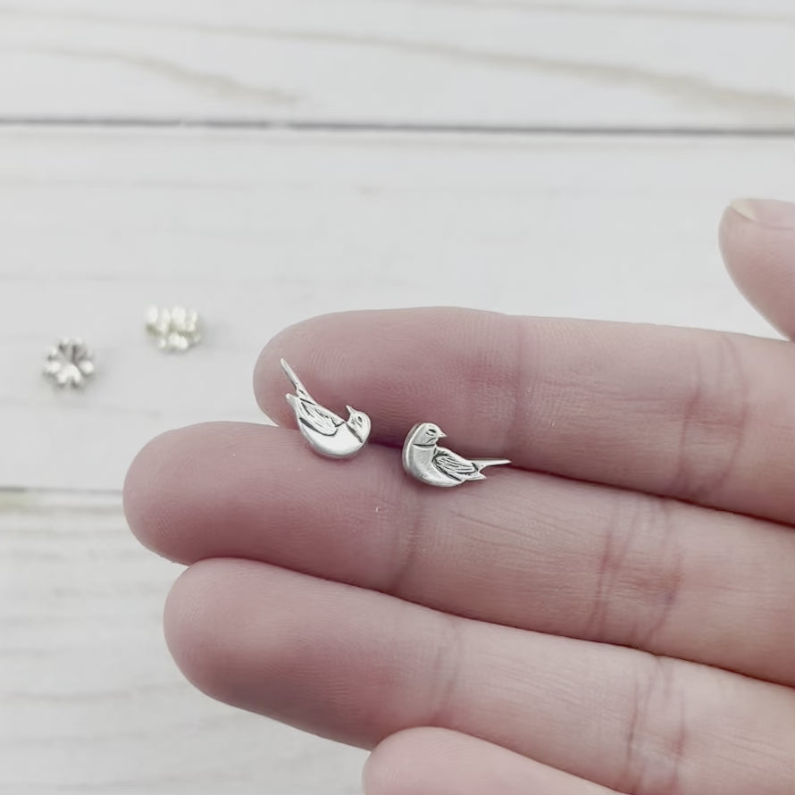 Spring Robin Post Earrings - Silver Earrings - handmade by Beth Millner Jewelry