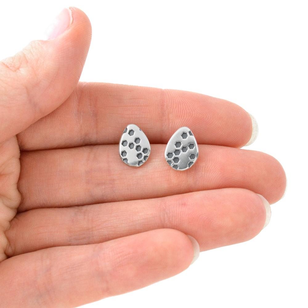 Honey Drop Post Earrings - Silver Earrings   3422 - handmade by Beth Millner Jewelry