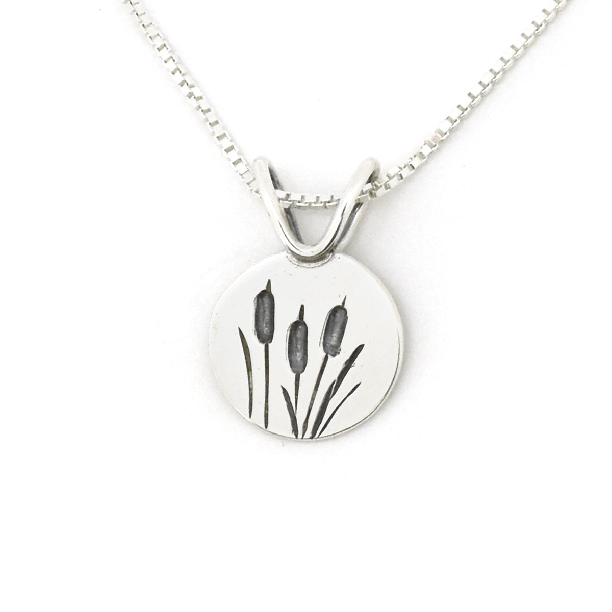 Small Cattails Pendant - Silver Pendant   6874 - handmade by Beth Millner Jewelry