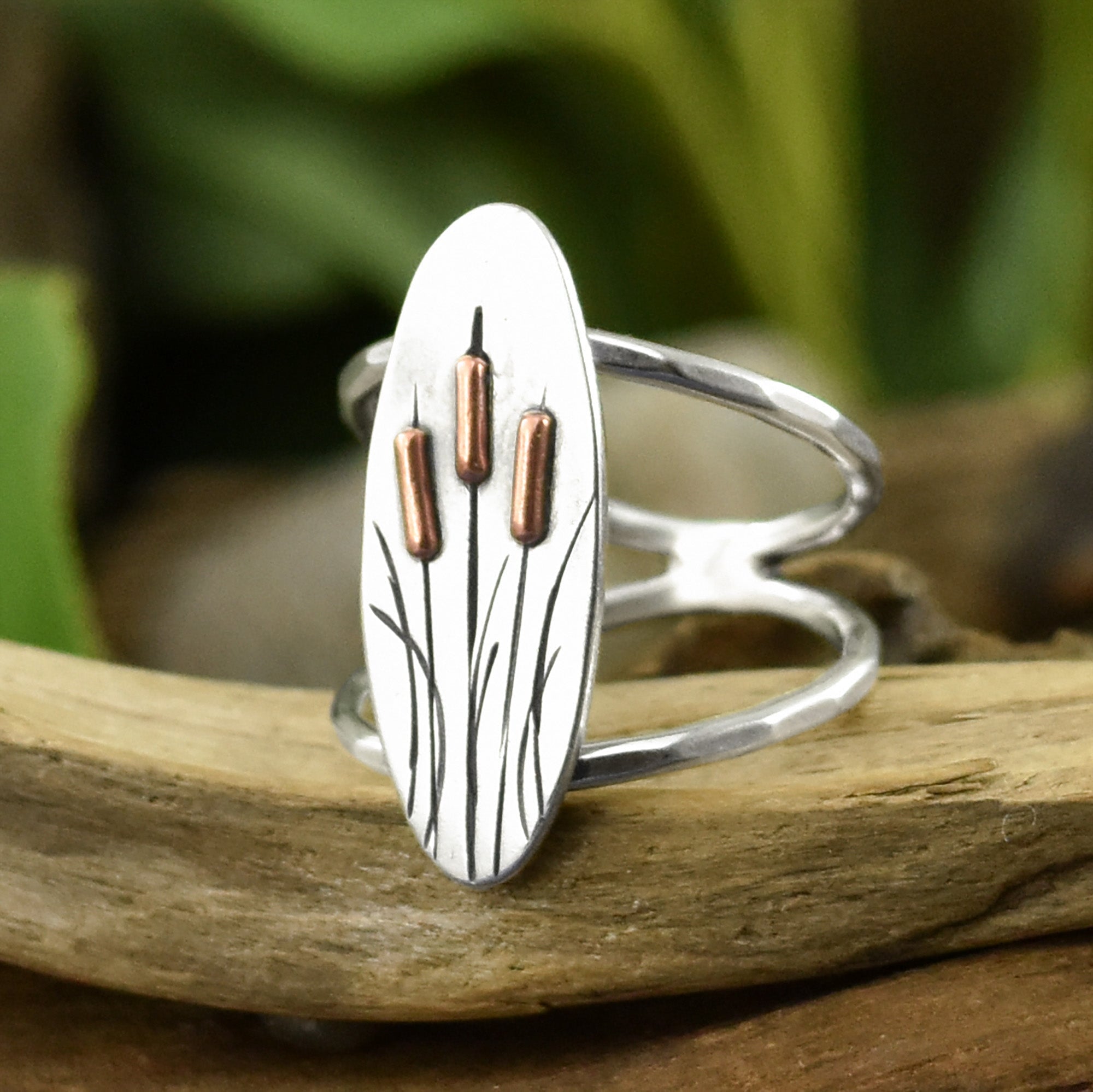 Spring Cattails Ring - Ring Select Size 4 6884 - handmade by Beth Millner Jewelry