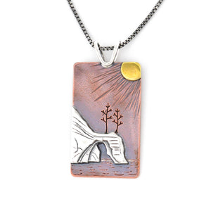 Sunset on the Pictured Rocks Pendant - Mixed Metal Pendant   3871 - handmade by Beth Millner Jewelry