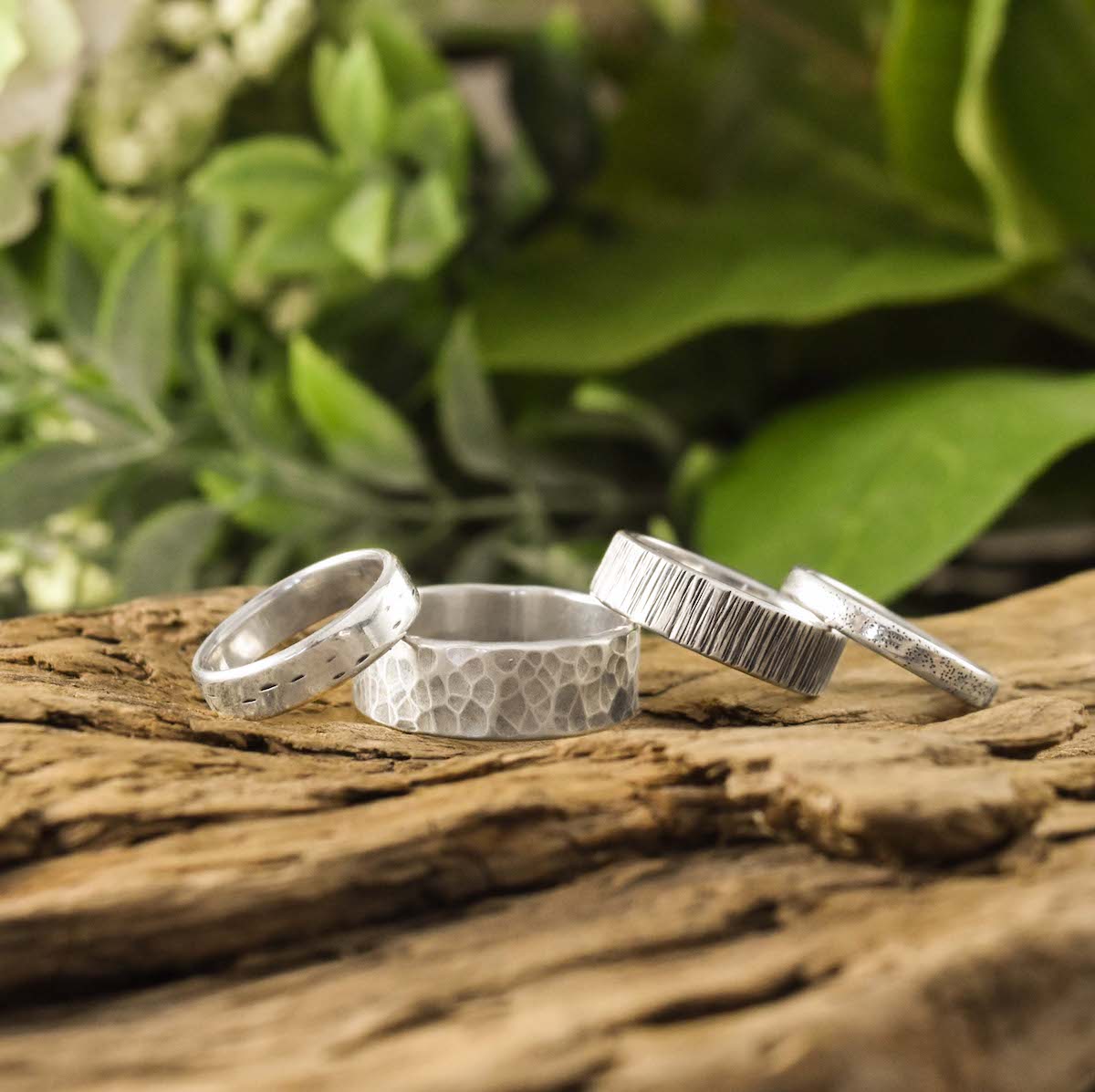 Silver Hammered Texture Ring - Wedding Ring  3mm / Moonscape  3mm / Birch Bark 2044 - handmade by Beth Millner Jewelry