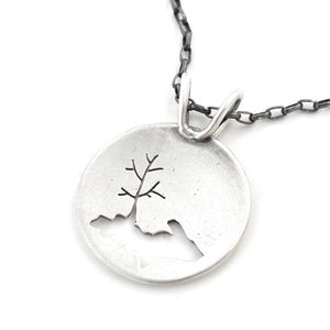 Upper Peninsula of Michigan Family Tree Sterling Silver Pendant - Silver Pendant   2303 - handmade by Beth Millner Jewelry