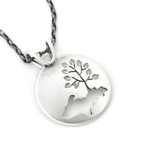 Upper Peninsula of Michigan Family Tree Sterling Silver Pendant - Silver Pendant   2303 - handmade by Beth Millner Jewelry