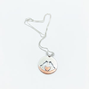 Small Landscape of Love Birds Pendant - Mixed Metal Pendant   8102 - handmade by Beth Millner Jewelry