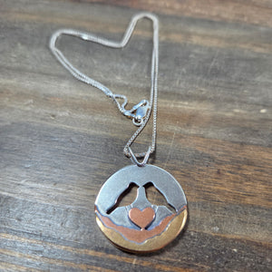 Landscape of Love Birds Pendant - Mixed Metal Pendant   8100 - handmade by Beth Millner Jewelry