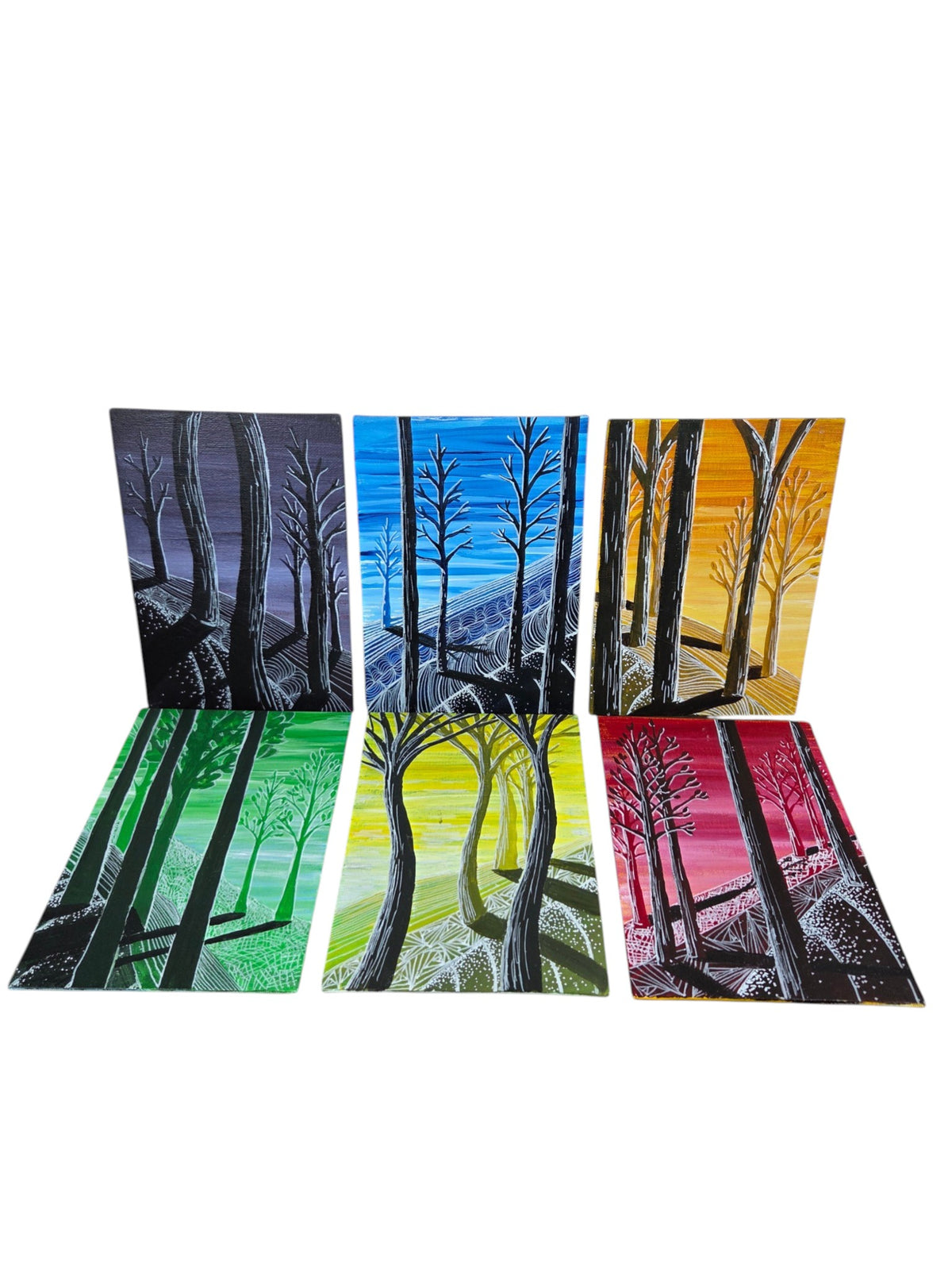Tree Landscape Abstract Paintings Set of 6 by Beth Millner - Artisan Goods   Paintings7 - handmade by Beth Millner Jewelry