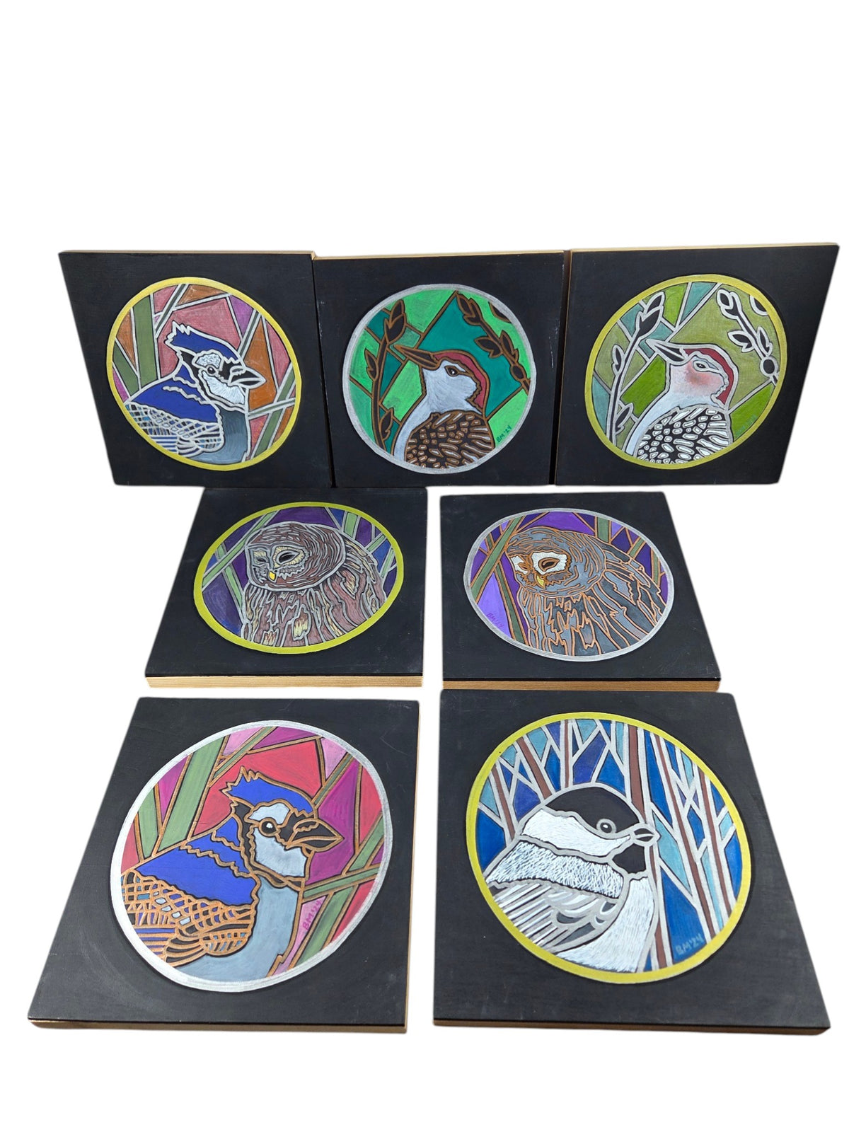 Bird Paintings Choose Your Favorite Bird by Beth Millner - Artisan Goods Blue Jay Silver Outline Owl Silver Outline Paintings13-1 - handmade by Beth Millner Jewelry