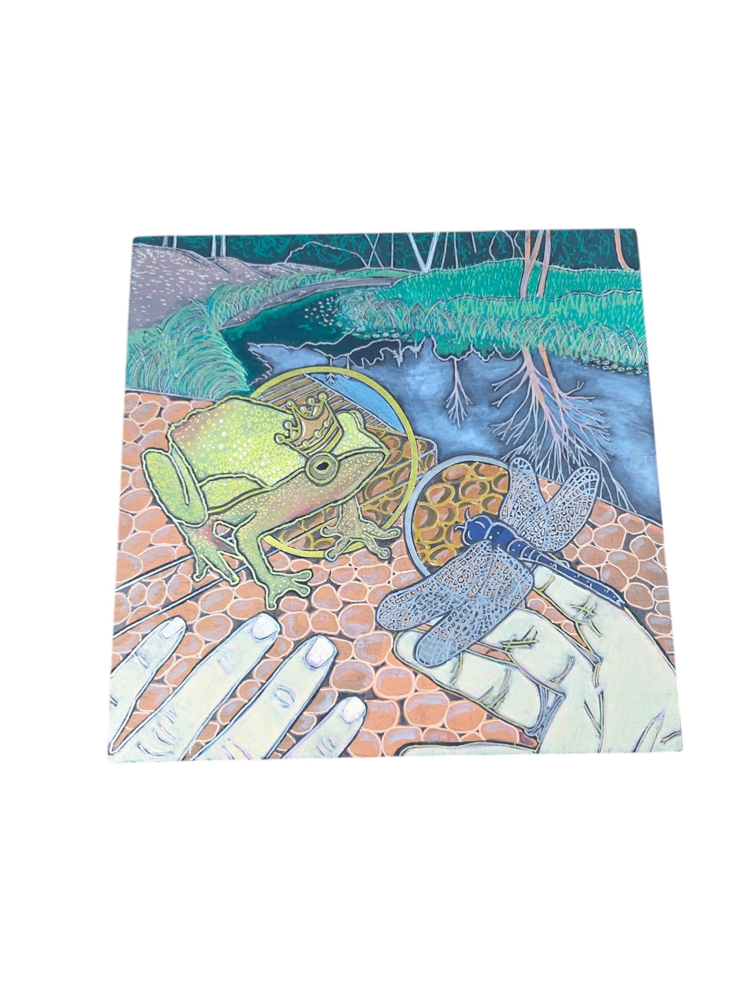 Frog and Dragonfly Painting by Beth Millner - Artisan Goods   Paintings2 - handmade by Beth Millner Jewelry