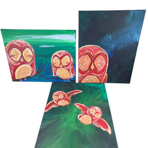 Owl Love Over Time Cloudy Night Tandem Paintings 11