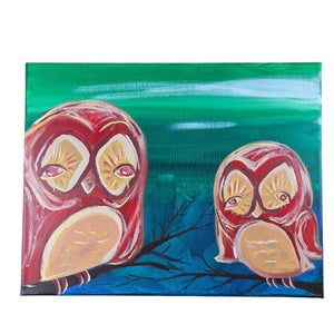 Owl Love Over Time Cloudy Night Tandem Paintings 11