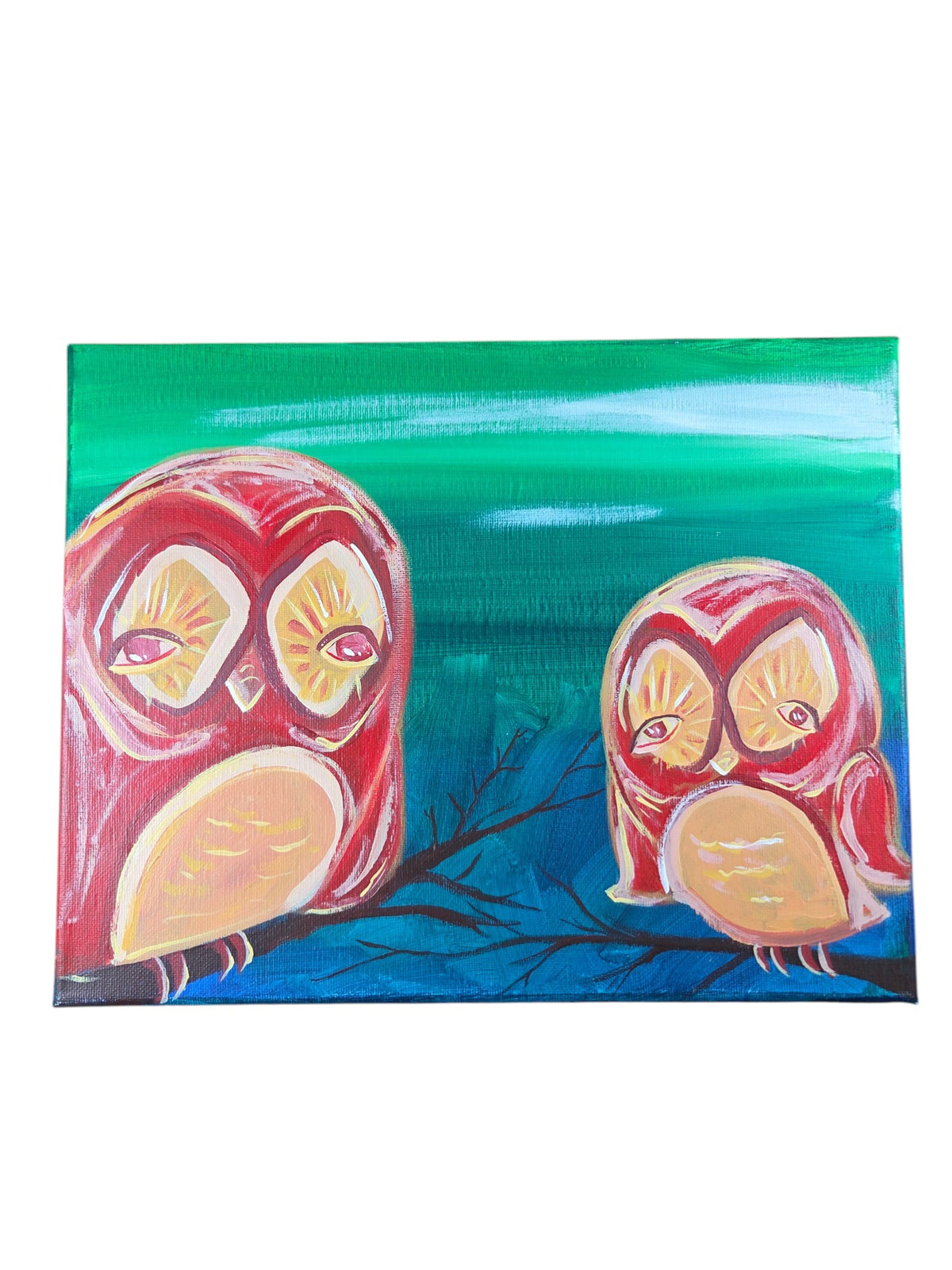 Owl Love Over Time Cloudy Night Tandem Paintings 11" x 14" by Beth Millner - Artisan Goods Love Over Time Cloudy Night Paintings28-1 - handmade by Beth Millner Jewelry