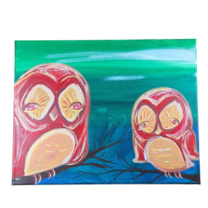 Owl Love Over Time Cloudy Night Tandem Paintings 11