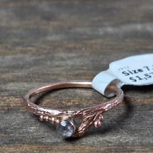 14K Yellow Gold Enchanted Rustic Diamond Twig Ring Size 7.25 - Wedding Ring   3157 - handmade by Beth Millner Jewelry