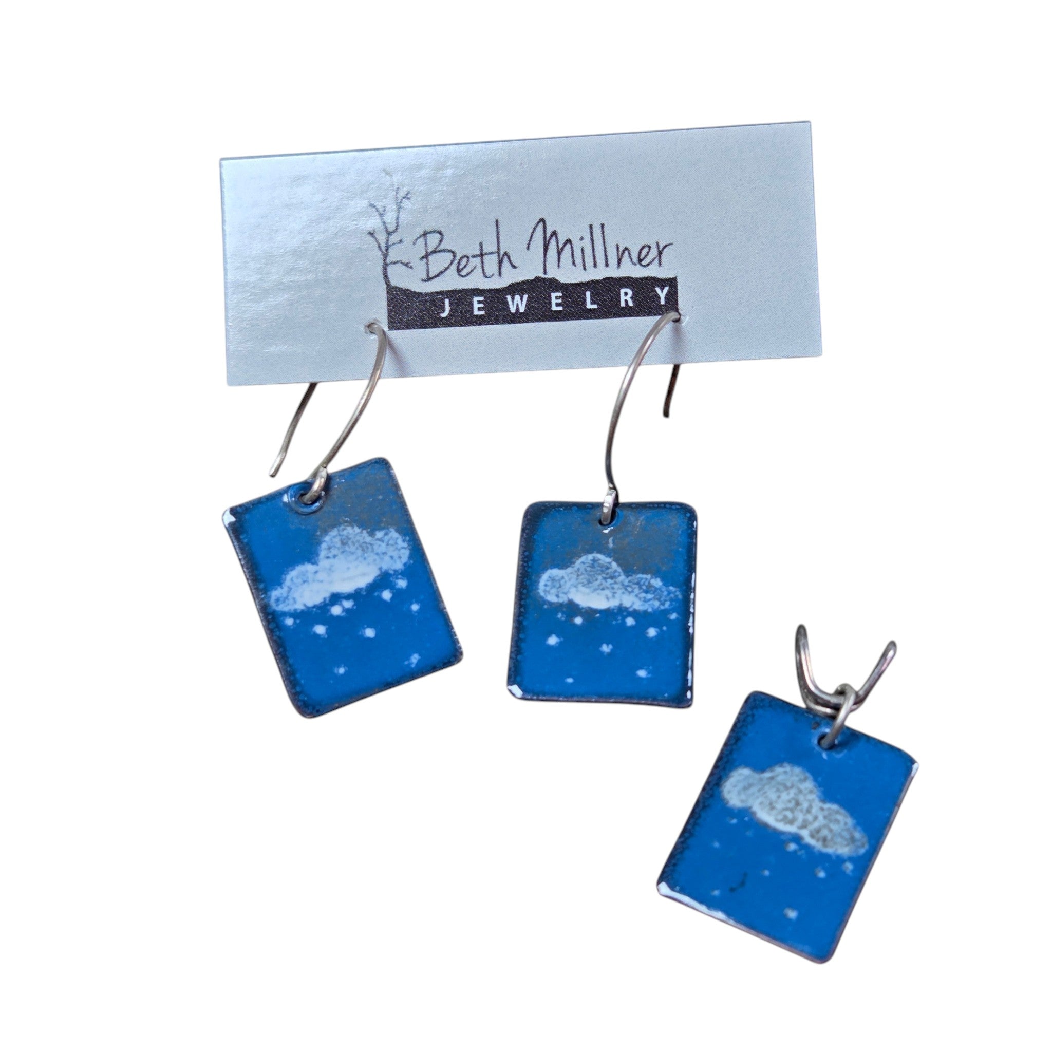 Clouds Enamel Earrings and Pendant Set - Enamel Earrings   9204 - handmade by Beth Millner Jewelry