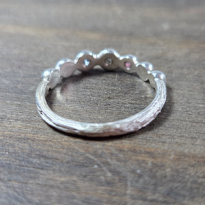 Silver Three Stone Pebble Ring Size 8.5 - Wedding Ring   9207 - handmade by Beth Millner Jewelry