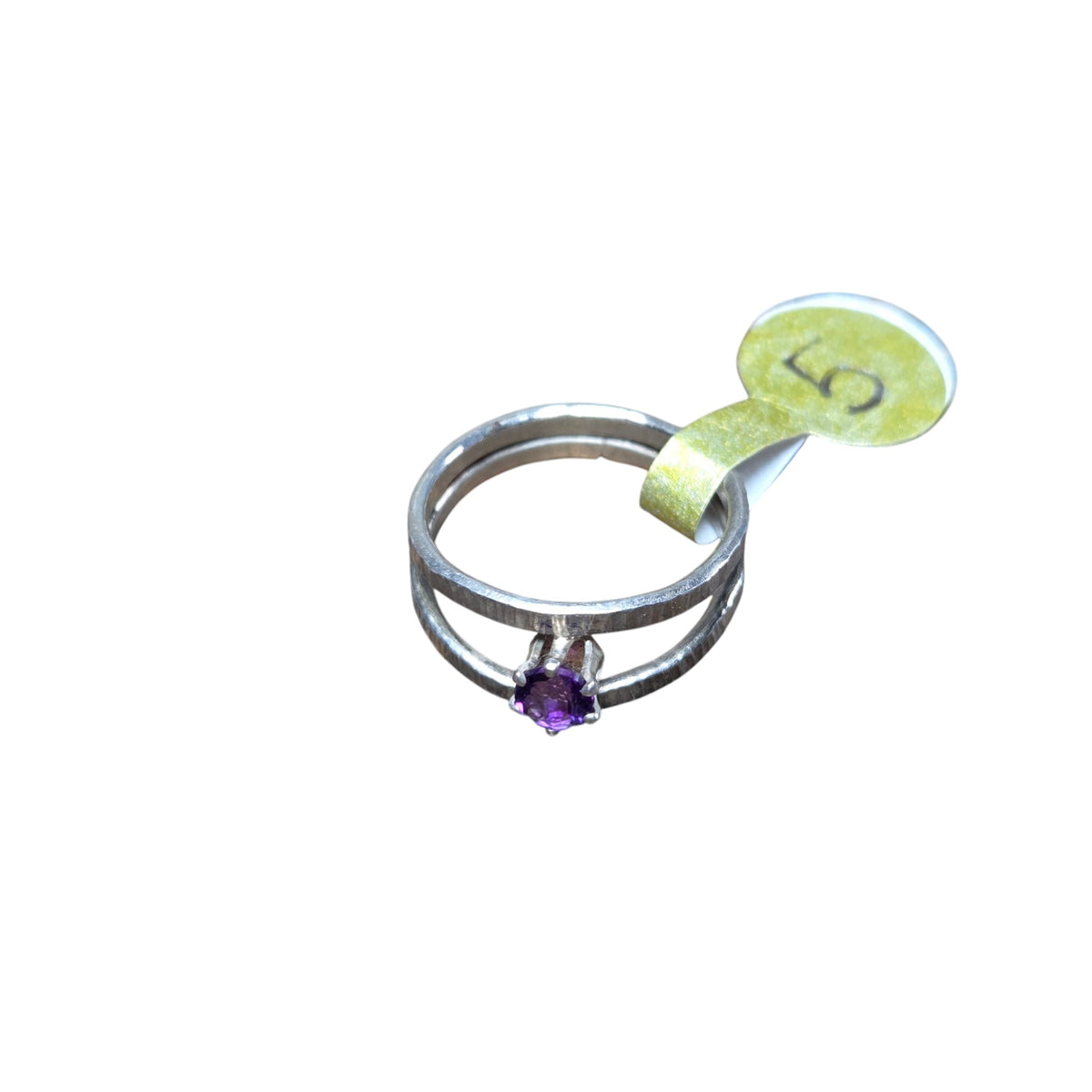 Purple Stone Silver Double Band Ring Size 5 - Ring   9128 - handmade by Beth Millner Jewelry