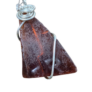 Wire Wrapped Beach Glass Pendant - Silver Pendant   B1 - handmade by Beth Millner Jewelry