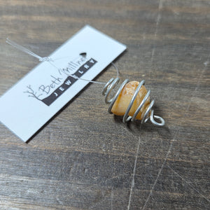 Wire Wrapped Beige Rock Pendant - Silver Pendant   B4 - handmade by Beth Millner Jewelry