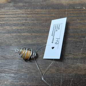 Wire Wrapped Beige Rock Pendant - Silver Pendant   B4 - handmade by Beth Millner Jewelry