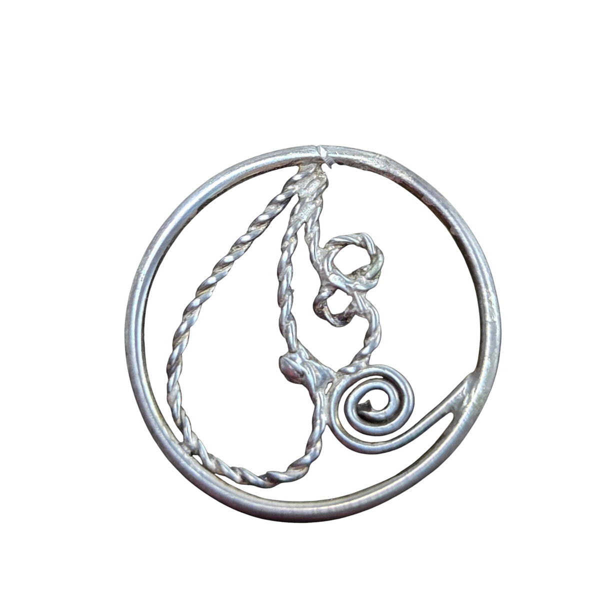 Delicate Circular Round Silver Twisty Loop Pendant - Silver Pendant   s26 - handmade by Beth Millner Jewelry