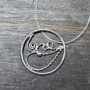 Delicate Circular Round Silver Twisty Loop Pendant - Silver Pendant   s26 - handmade by Beth Millner Jewelry