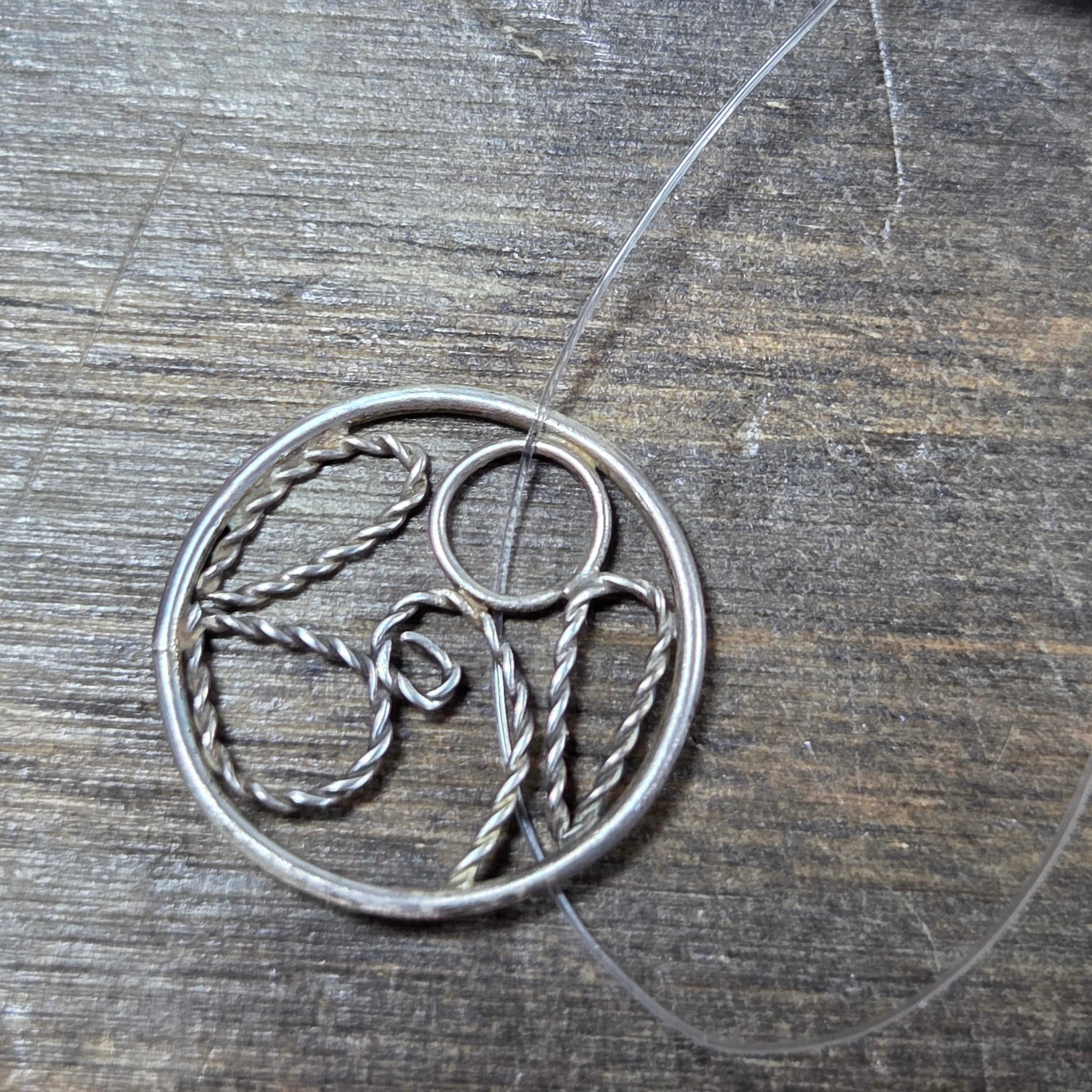 Delicate Circular Round Silver Twisty Loop Swirl Pendant - Silver Pendant   s28 - handmade by Beth Millner Jewelry