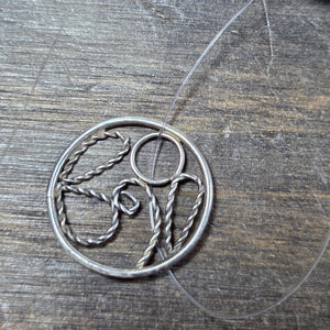 Delicate Circular Round Silver Twisty Loop Swirl Pendant - Silver Pendant   s28 - handmade by Beth Millner Jewelry