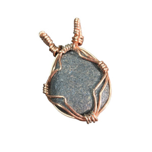 Copper Wire Wrapped Gray Stone Pendant - Copper Pendant   9606 - handmade by Beth Millner Jewelry