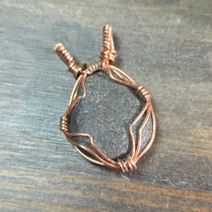 Copper Wire Wrapped Gray Stone Pendant - Copper Pendant   9606 - handmade by Beth Millner Jewelry