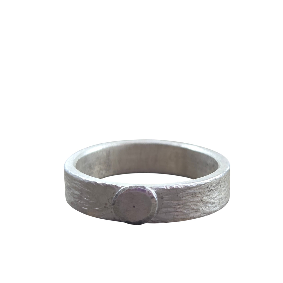 Textured Round Accent Silver Ring Size 7.5 - Ring   9633 - handmade by Beth Millner Jewelry