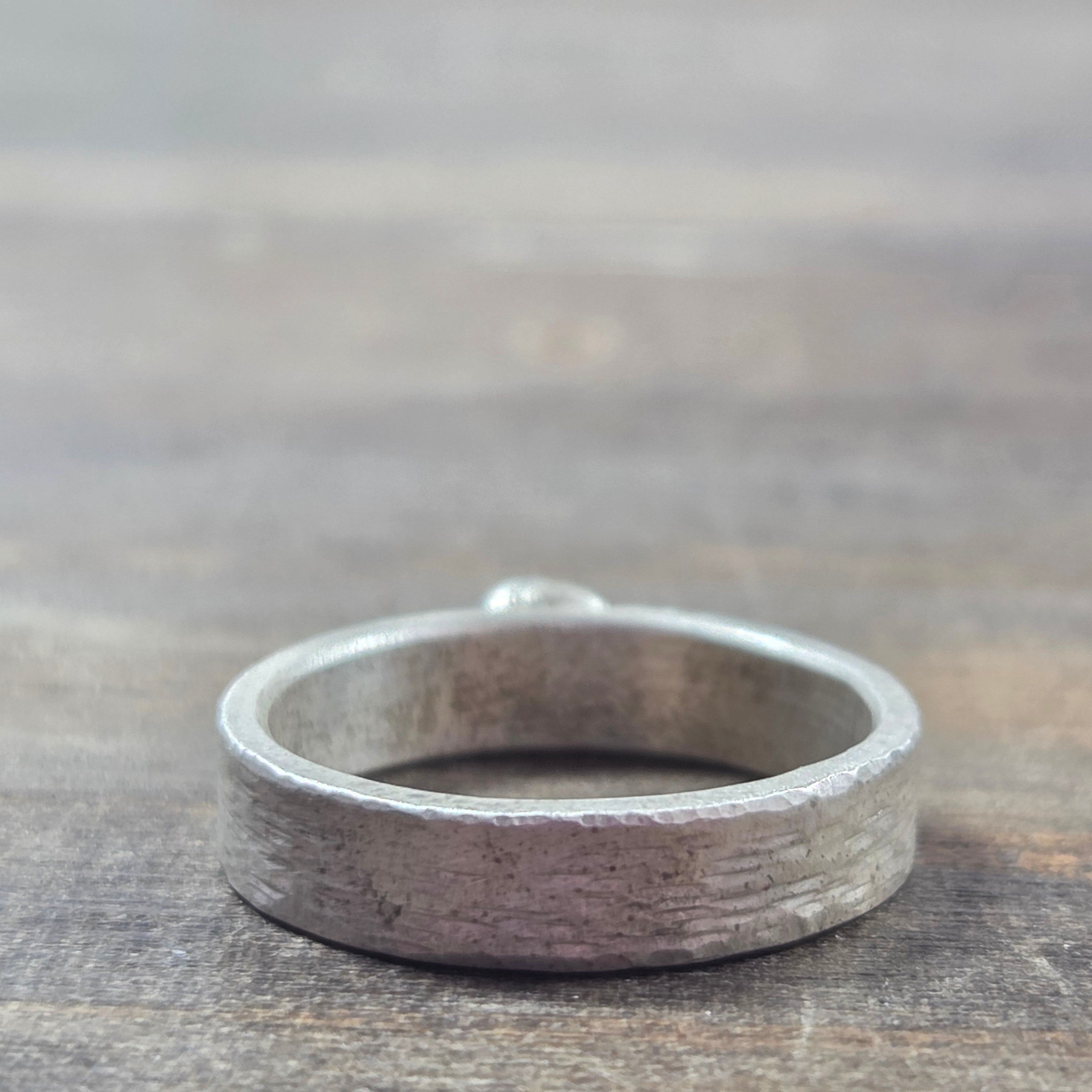 Textured Round Accent Silver Ring Size 7.5 - Ring   9633 - handmade by Beth Millner Jewelry