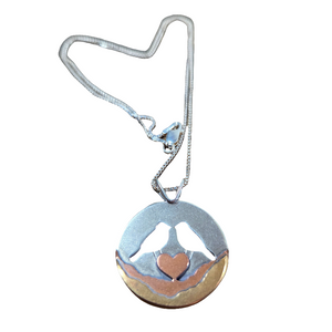 Landscape of Love Birds Pendant - Mixed Metal Pendant   8100 - handmade by Beth Millner Jewelry