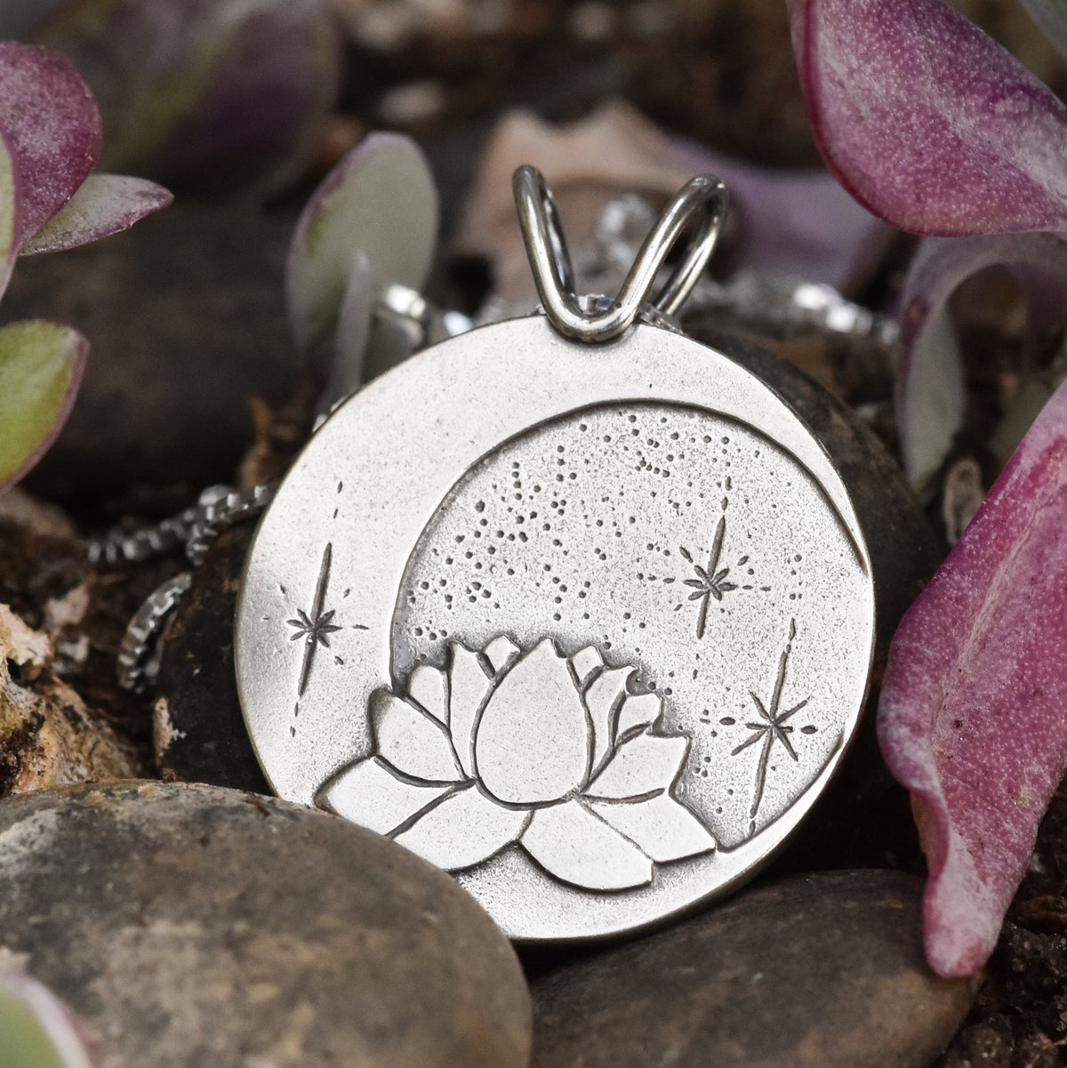 Blooming Lotus Pendant - Fundraiser for the Great Lakes Recovery Centers - Silver Pendant   7131 - handmade by Beth Millner Jewelry