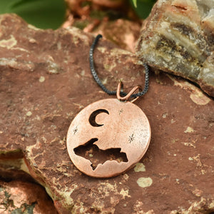 Copper Night Sky Upper Peninsula Pendant - Copper Pendant   7080 - handmade by Beth Millner Jewelry