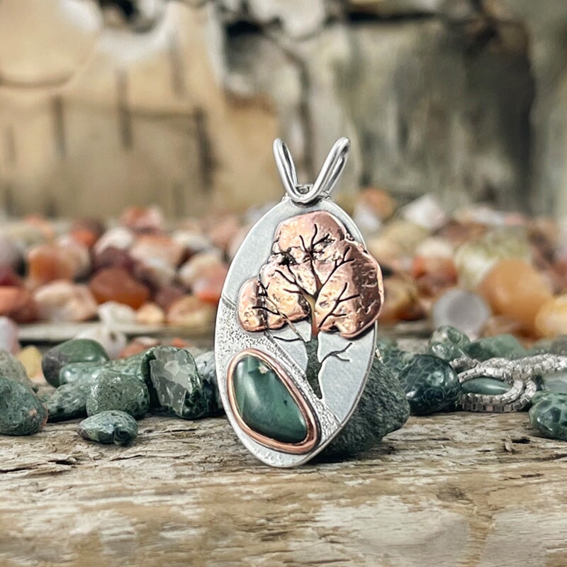 Greenstone Copper Country Wonderland Pendant - Mixed Metal Pendant   7268 - handmade by Beth Millner Jewelry